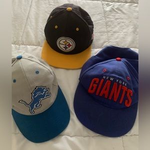 3 NFL caps 🧢 hats unisex the Steelers , Giants and the Lions